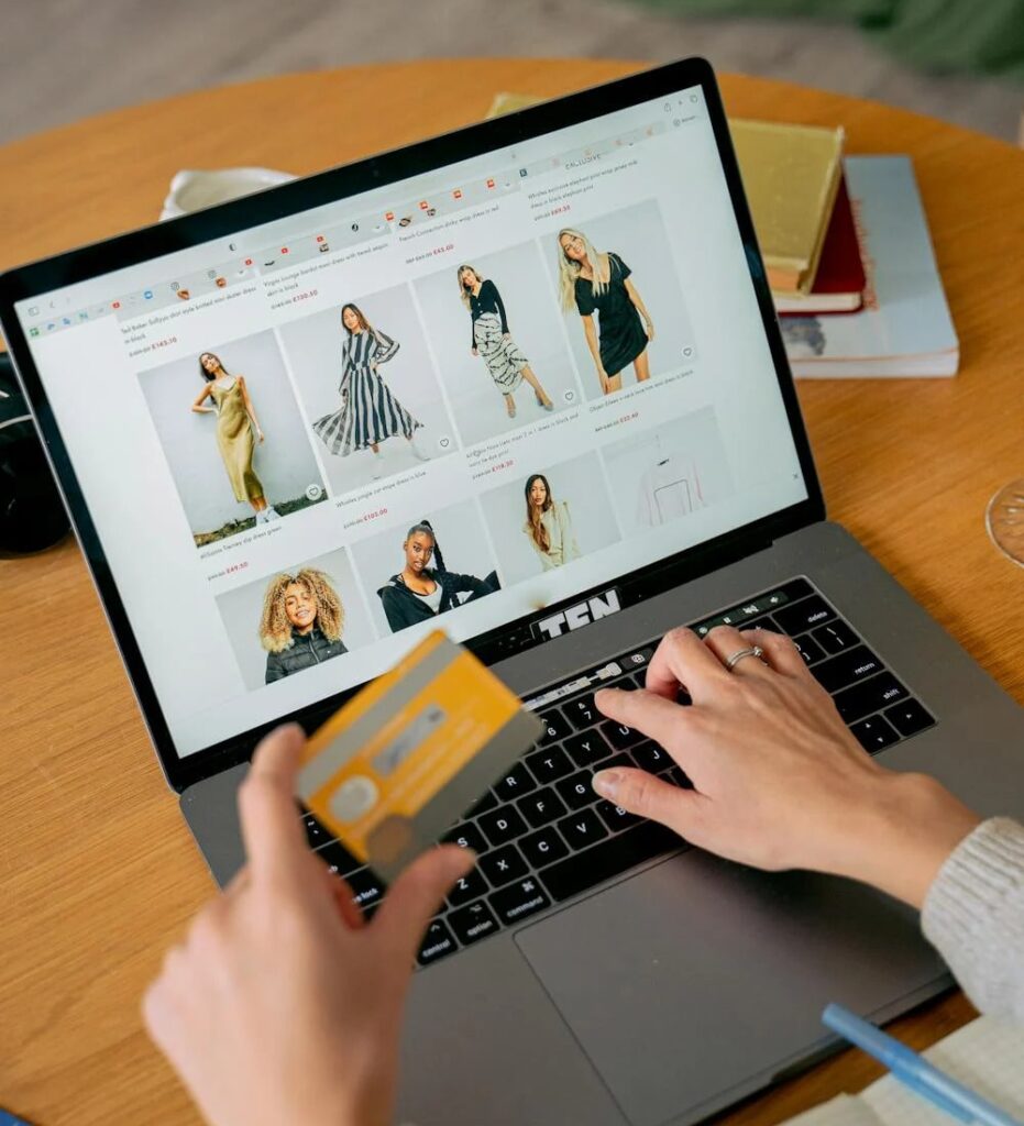 person making a purchase from an ecommerce clothing site